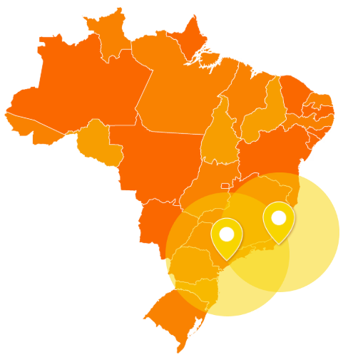 Mapa do Brasil com pontos Ingoo